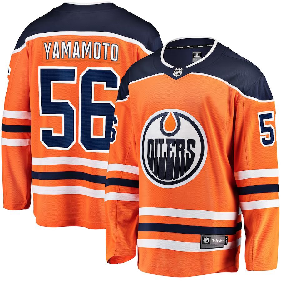 Men Edmonton Oilers 56 Kailer Yamamoto Fanatics Branded Orange Home Breakaway Player NHL Jersey